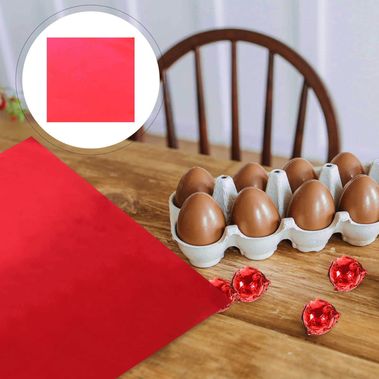 

100pcs Food Packaging Tin Foil Paper Aluminum Foil For Bbq Baking Wrapping Candy Chocolate Tea Home Kitchen Use Red