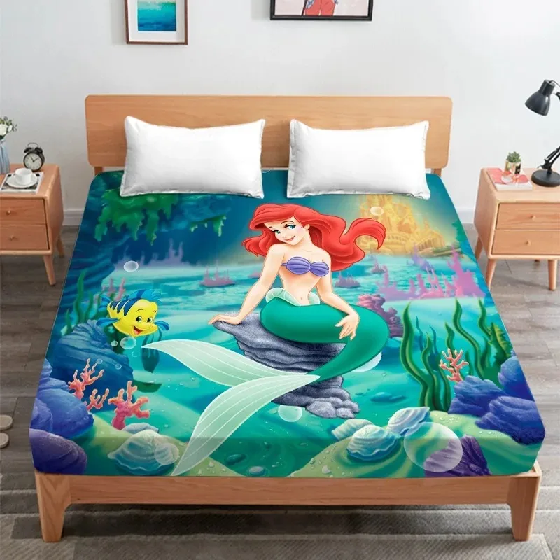 

Little Mermaid Ariel Bedding Set Fitted Sheet 3pcs Printed With Pillowcase Suitable For Children And Adults,3D Children'S Beddin