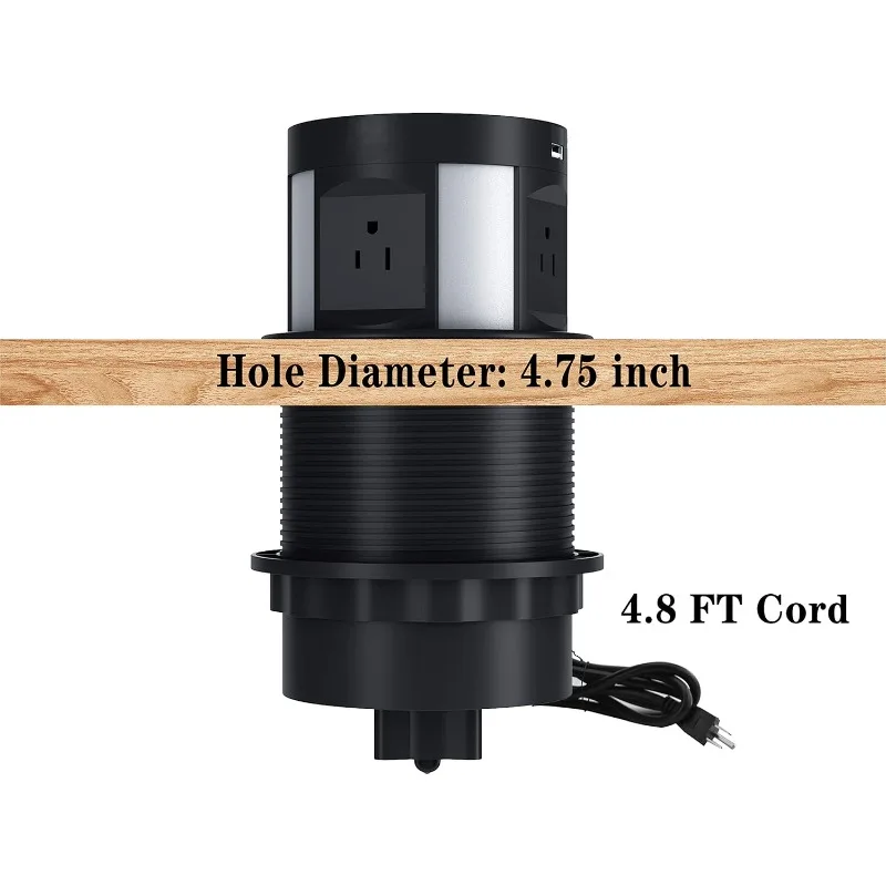 Automatic Pop Up Outlet For Countertop, Recessed Power Strip With 4 AC Outlets, 2 USB A, 2 USB C Pop Up Socket, Wireless Charger