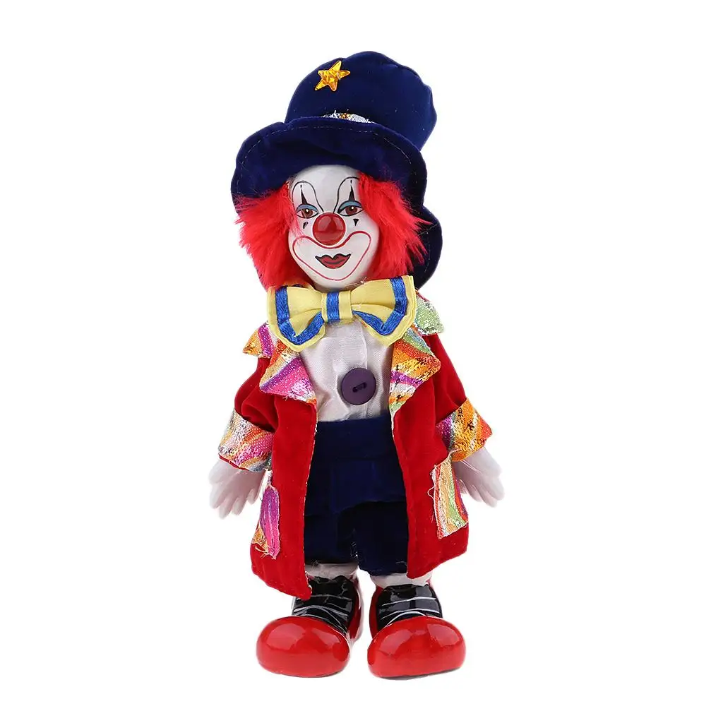 Muñecas de bufón de arlequin de porcelana, juguete divertido de la serie payaso, regalo de cumpleaños para niños, tipo 1