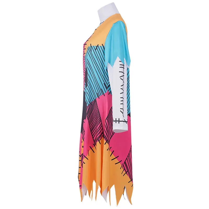 Disfraz de pesadilla Sally para mujer, disfraz de Halloween antes de Navidad, disfraz de animación para adulto, Tops de Halloween, vestidos