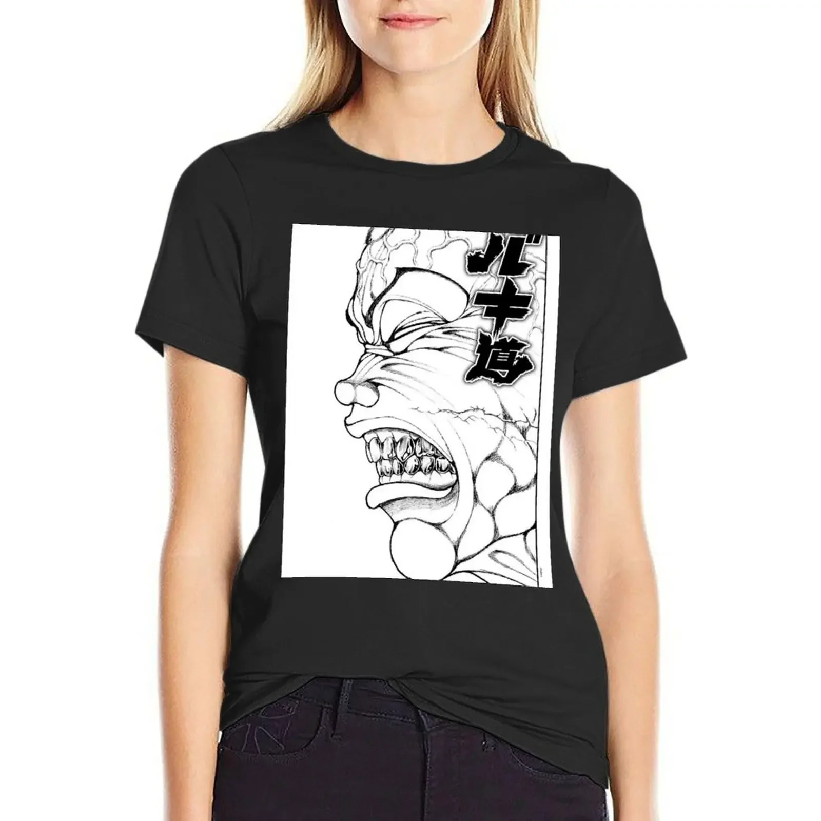 

Jack hanma T-Shirt plain anime summer top oversized workout shirts for Women