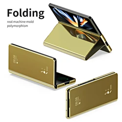 Überzug Spiegel Lederbezug für Samsung Z Fold 6 Z Fold 2 Smart Window Phone Case für Samsung Z Fold 5 Fold 4 Flip-Free Antwort