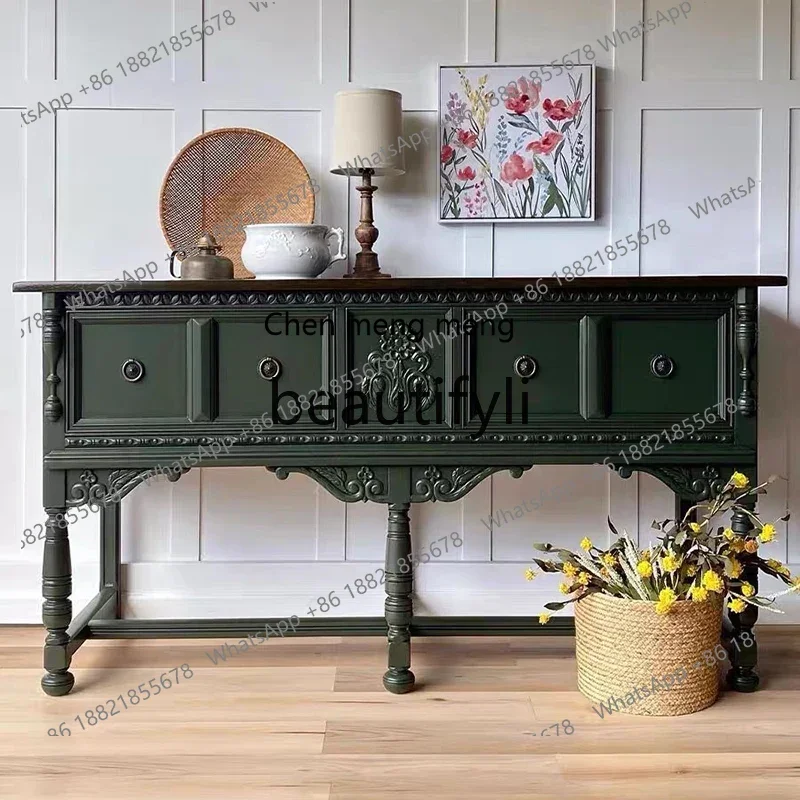New arrive French retro solid wood porch cabinet/small apartment art decoration cabinet/carved partition locker