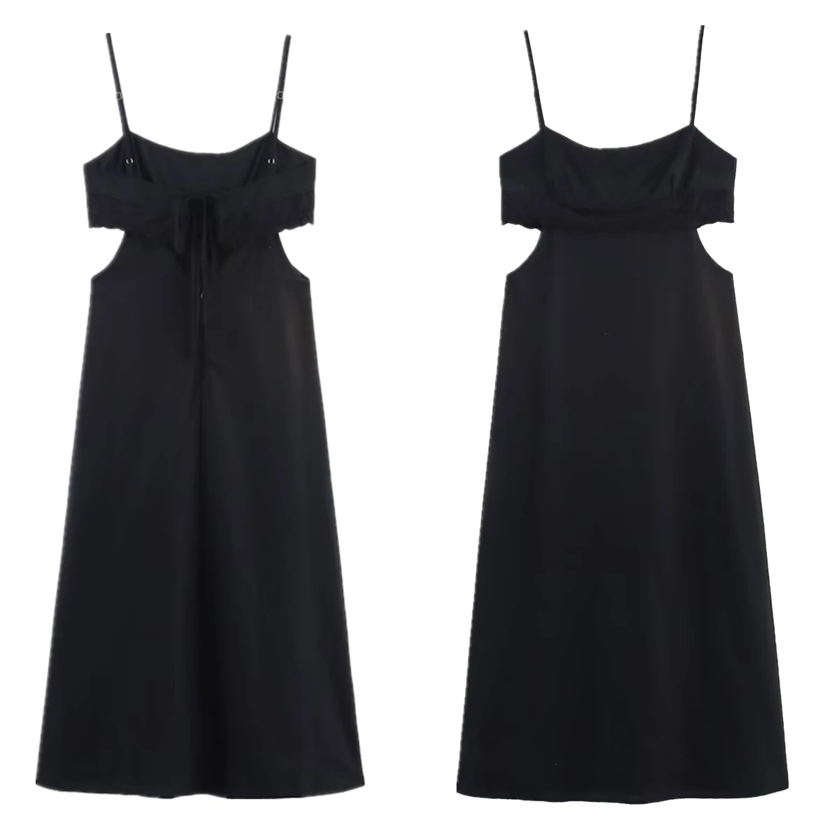 

Maxdutti French Lazy Country Style Lace Splicing Hollow Suspender Dress For Women Black Mini Party Dress