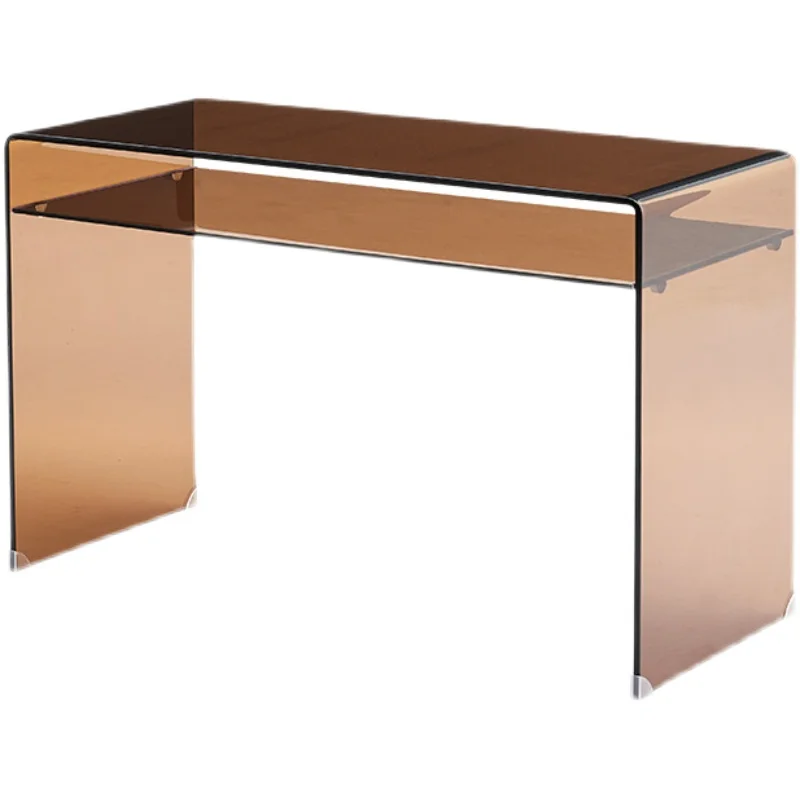 

Transparent brown glass dresser Modern minimalist light luxury household Internet celebrity manicure dressing table Office writi