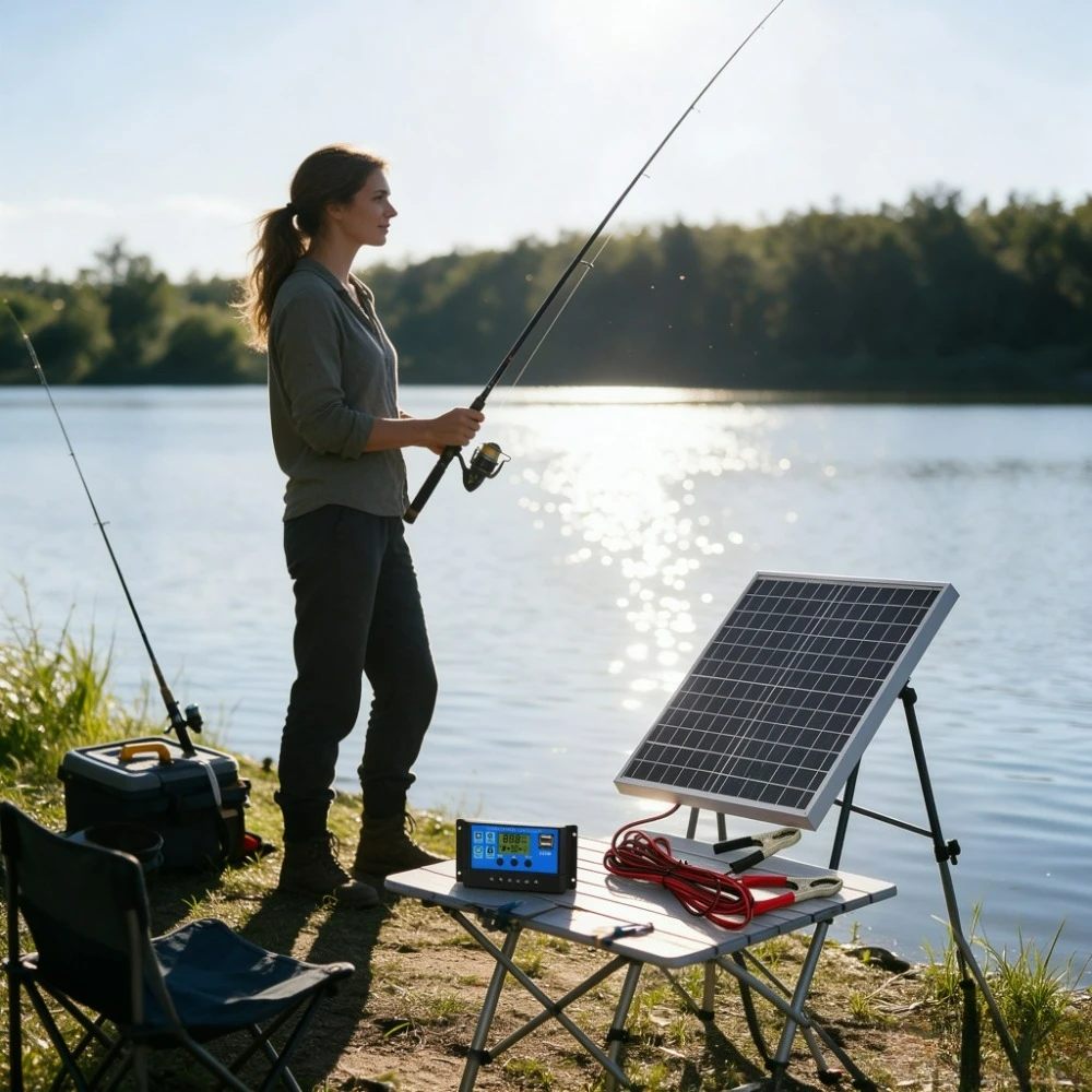 RV Off Grid Solar Power Supply Kit 12W Monocrystalline Aluminum Solar Panel 12V Smart Charge Controller Portable for Camping