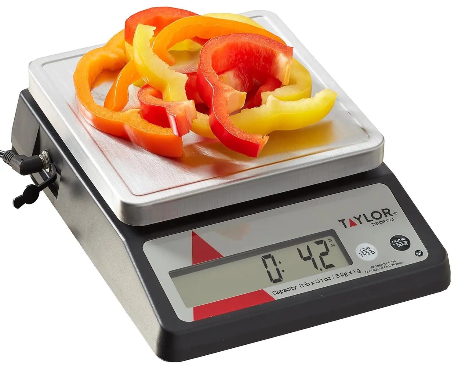 

Commercial Digital Portion Control Scale, 11 lb Capacity with Tare and Hold Function, Stainless Steel Platform