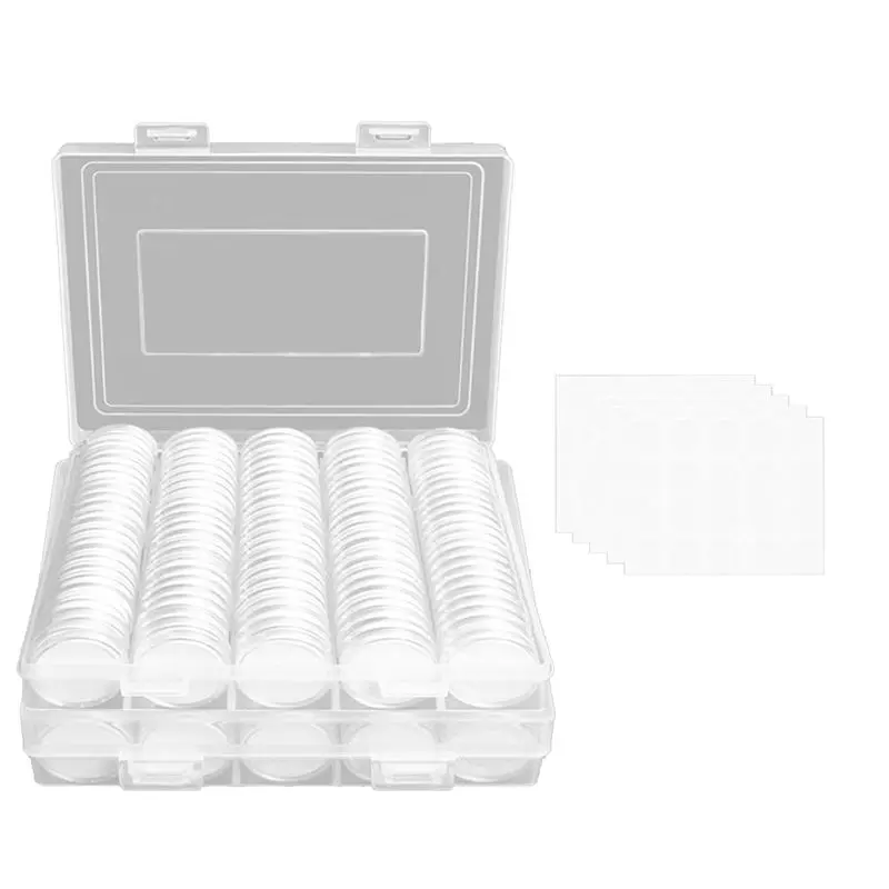 

EYFL-240 штук, капсулы для монет 30 мм, держатели для монет для коллекционеров, с пенопластовой прокладкой, 5 размеров (17/20/25/27/30 мм), футляр для монет