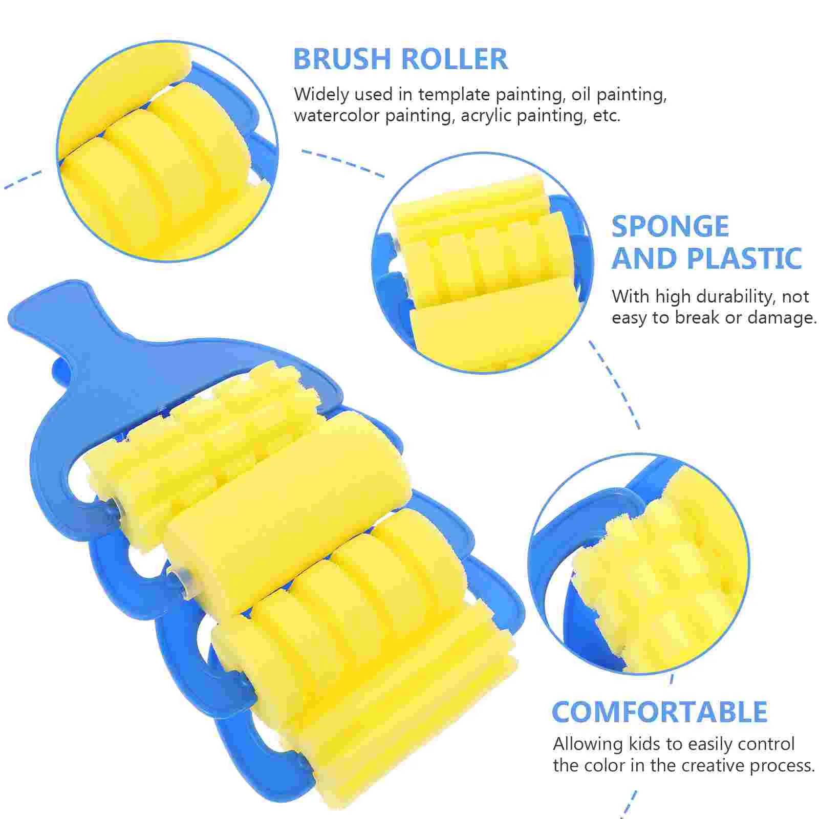 12 pçs rolo esponja escova ferramentas de pintura em miniatura criança monstro artesanato kit para crianças pequenas esponjas rolos graffiti criança