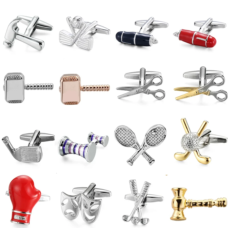 

High quality pens hammers masks cufflinks for men's weddings French shirts boxing gloves cufflinks, factory direct wholesale