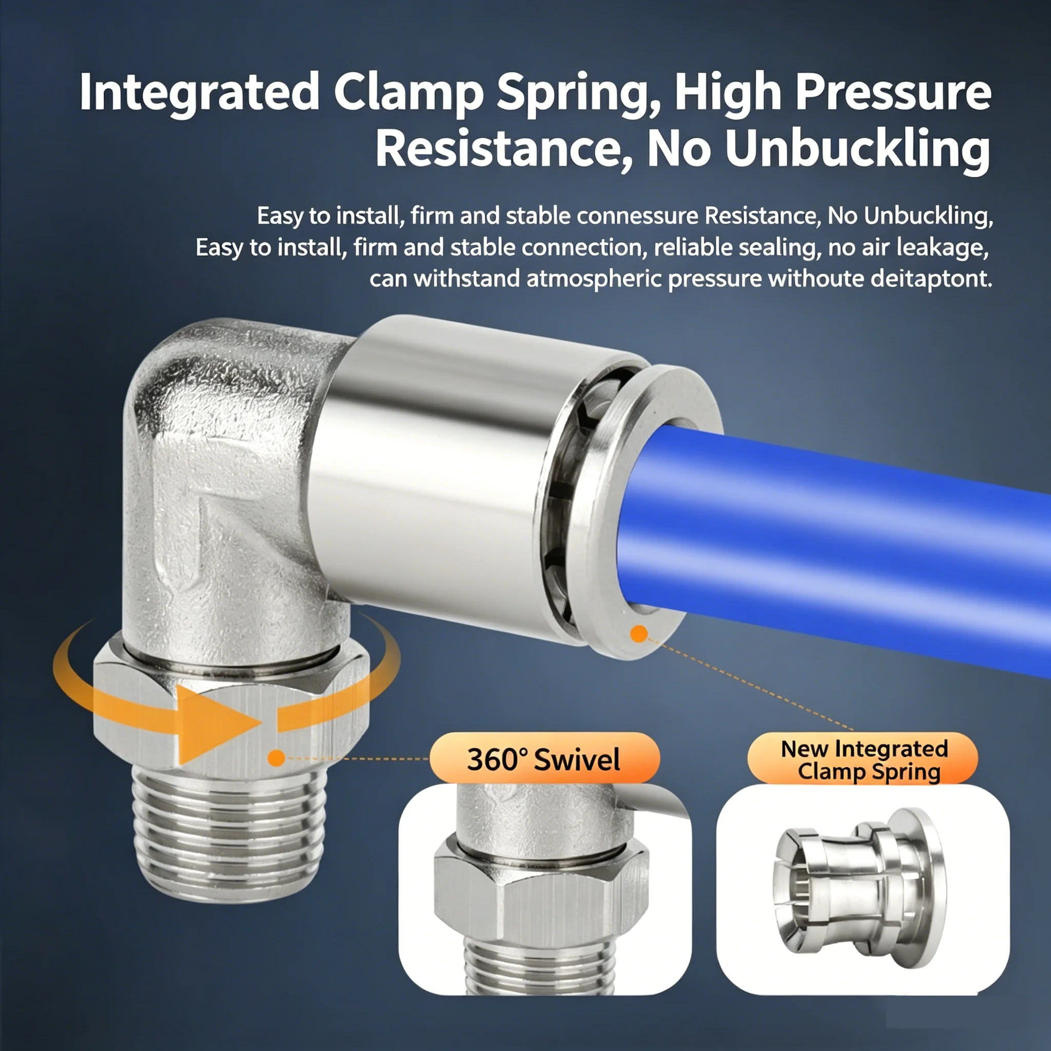 Water Connector 6 8mm 10mm External Thread 1/8 1/4 3/8 1/2 Pneumatic Quick Connector PL Elbow All Copper Nickel Plated Gas Pipe