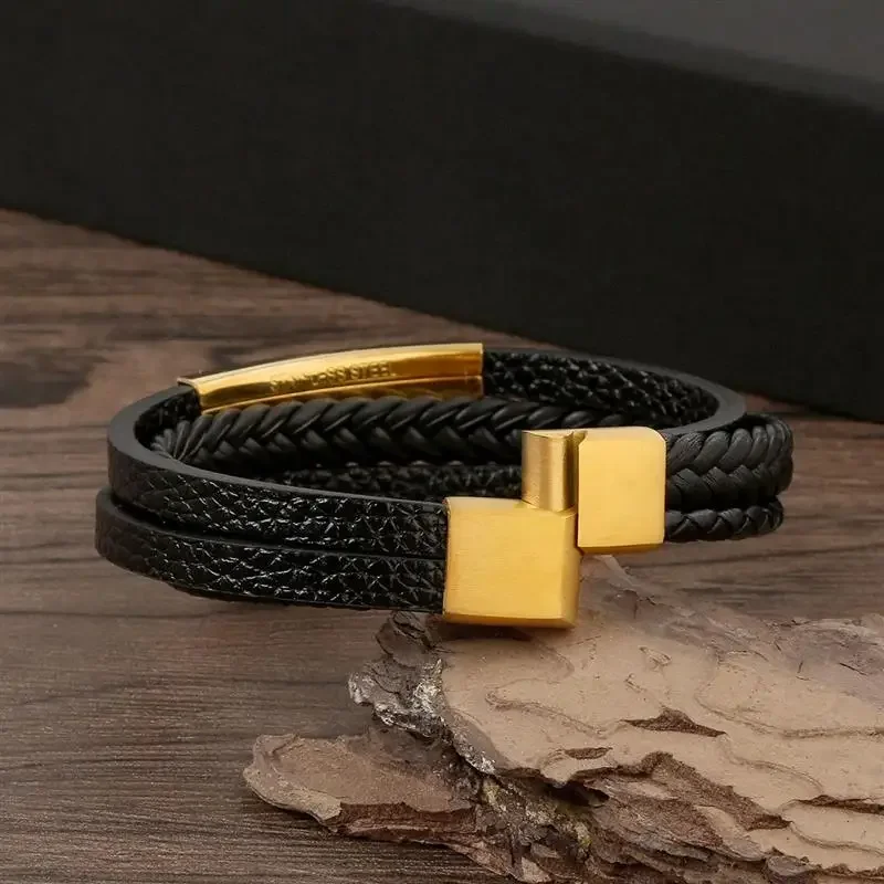 Classic Men\'s Leather Bracelet New Style Hand-woven Multi-layer Combination Accessory Fashion Man Jewelry Wholesale Dropshipping