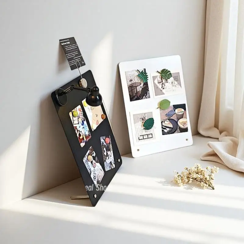 1Pcs Creative Metal Magnetic Board Photo Display DIY Desktop Message Board Rounded Corners Ironwork Sign Note Board for Coffee