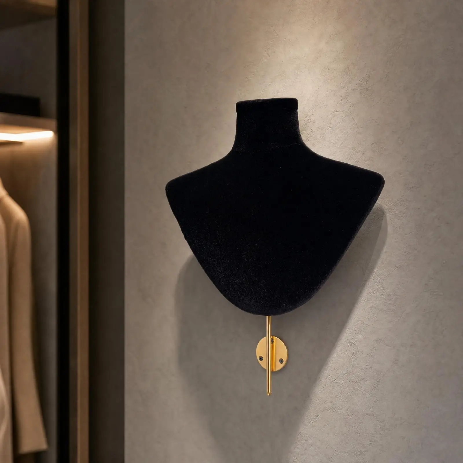 Half-Body Jewelry Display Bust Detachable Velvet Jewelry Bust with Hanging Hook