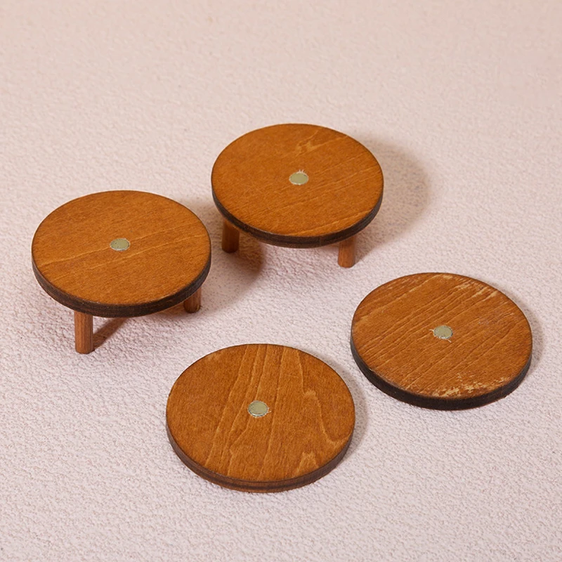 1:12 Dollhouse Miniature Mini Wooden Magnetic Round Table Coffee Table Simulation Table Furniture Toys Doll House Accessory Gift