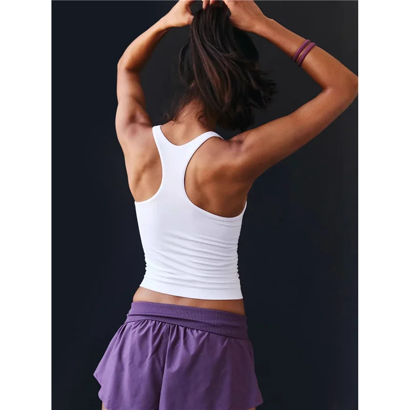 

ABRT-Workout Tank Tops For Women Square Neck Sleeveless Camisole Tops Seamless Racerback Gym Athletic Yoga Shirts
