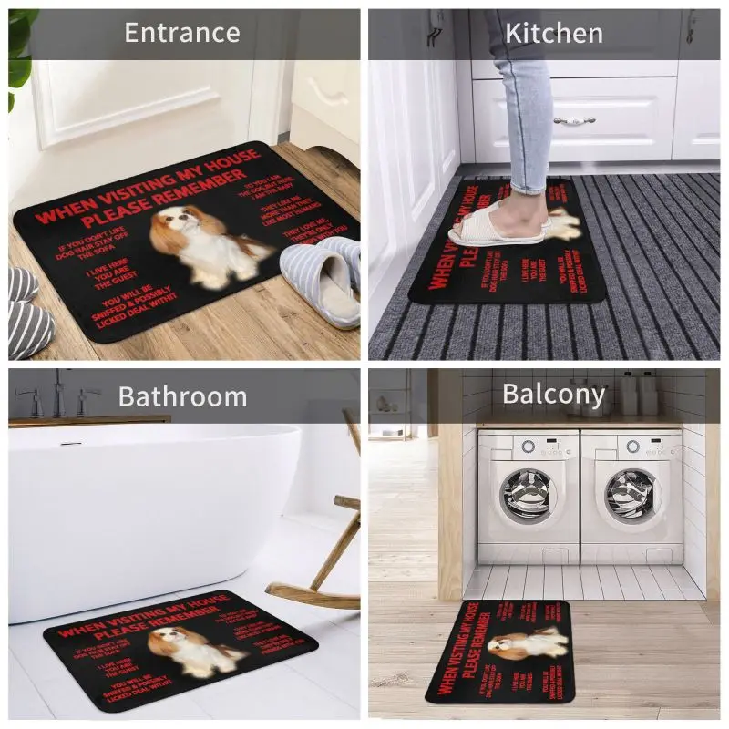 Custom Cavalier King Charles Spaniel Doormat Anti-Slip Entrance Kitchen Bathroom Floor Door Mat Dog Garden Carpet Rug