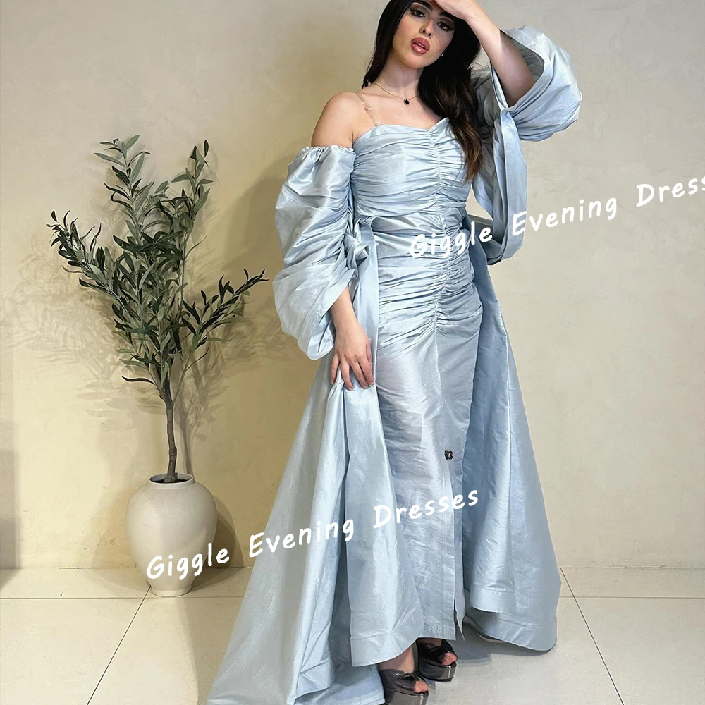 

Giggle Satin Pleat Spaghetti Strap Grip Prom Gown Saudi Arab Floor-Length Fashion Formal Evening Party Dresses for Women 2024