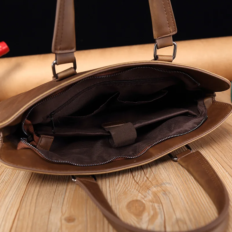 Herren Handtasche Schulter Aktentasche PU weiches Leder Computer Aufbewahrung Geschäftsreise Freizeit große Kapazität Umhängetasche