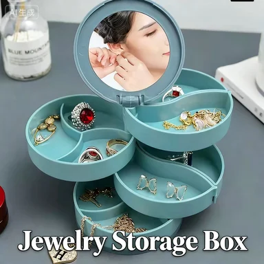 

Dressing table rotating jewelry box, multi-layer jewelry storage box, palace grid jewelry box rotating exquisite gift box