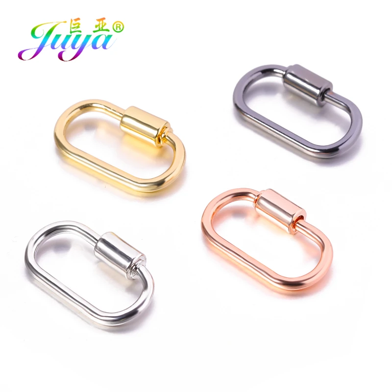 Juya 4pcs/Lot Wholesale DIY Creative Carabiner Fasteners Screw Lock Clasps Accessories For Handmade Punk Jewelry Making Supplies