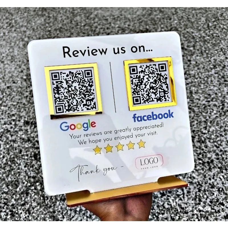 New Business Review Sign Custom Double QR Google Review Sign for Small Business Marketing