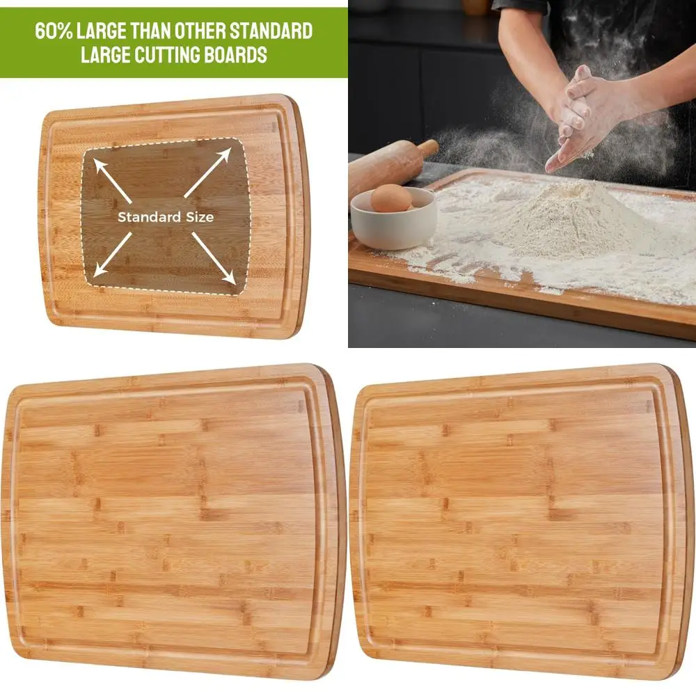 

Extra Large Bamboo Chopping Boards - 3XL Stove Top Protectors for Meat, BBQ, and Carving with Juice Groove