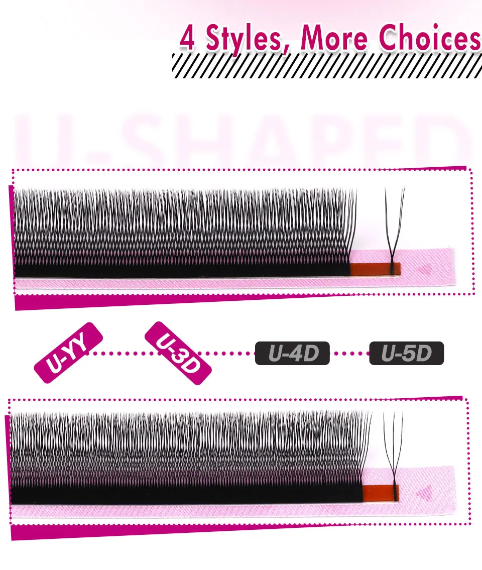 RUJADE U-förmige YY-Wimpernverlängerung, mattschwarz, natürlich, weich, U2D, U3D, U5D, W-förmige Wimpern, vorgefertigte Fächer, handgewebte Bloom-Wimpern – Detail 4