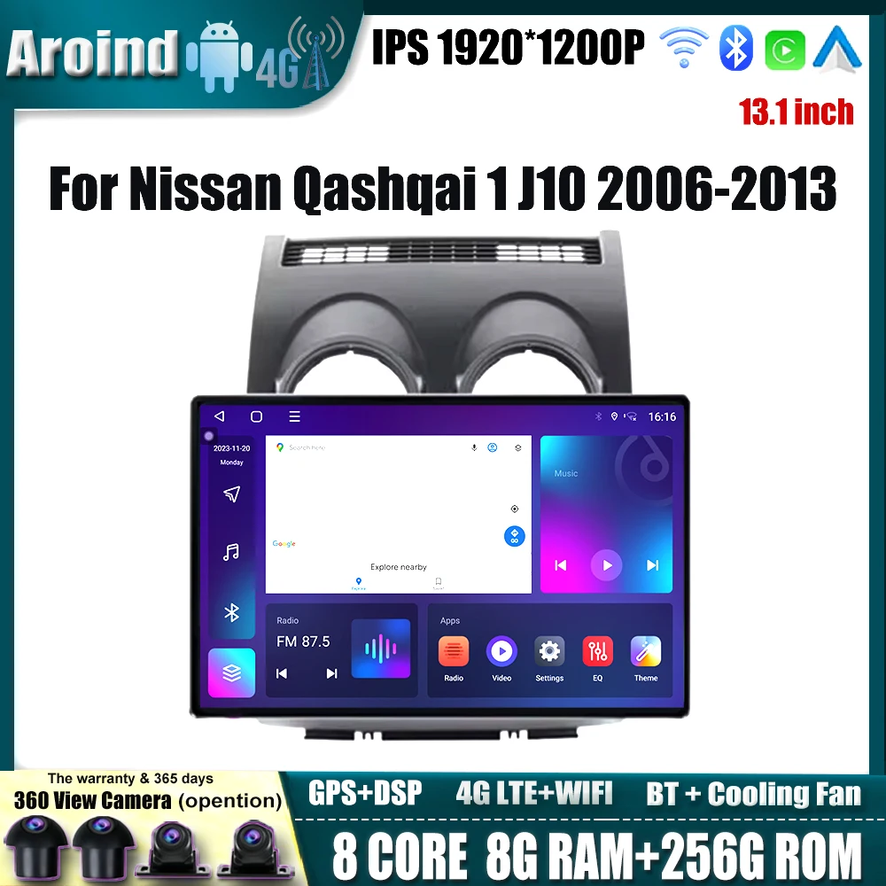 

Car Radio 13.1“ For Nissan Qashqai 1 J10 2006 2007-2013 Multimedia Player Android Auto Wireless Carplay GPS Navigation BT Tools