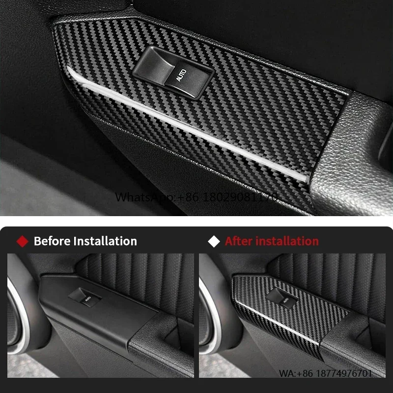 

Carbon Fiber Manufacturer Wholale Window Glass Lift Button Panel Car Interior Trim For Mustang 2009-2014