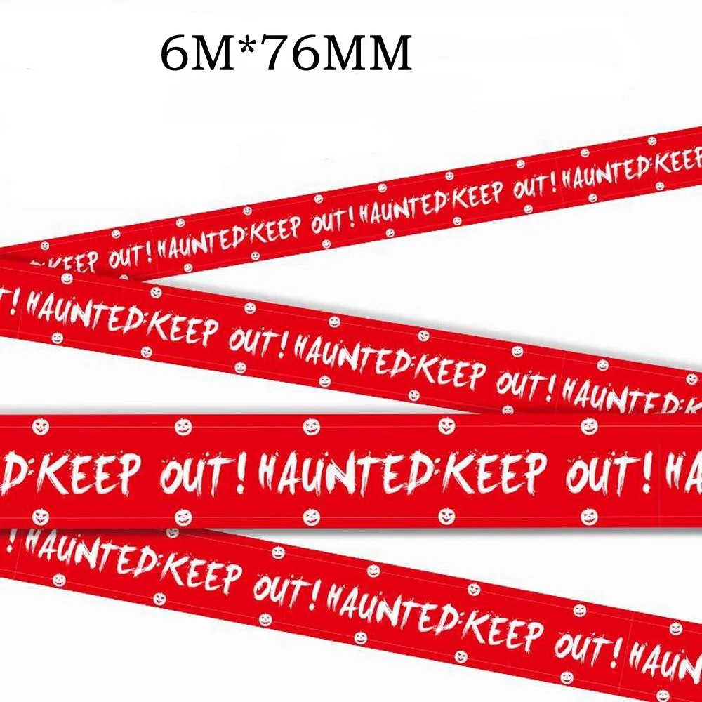 Halloween Props Window Prop Warning line Plastic Skull Head Warning Tape Signs Halloween Decoration Witch Balloons