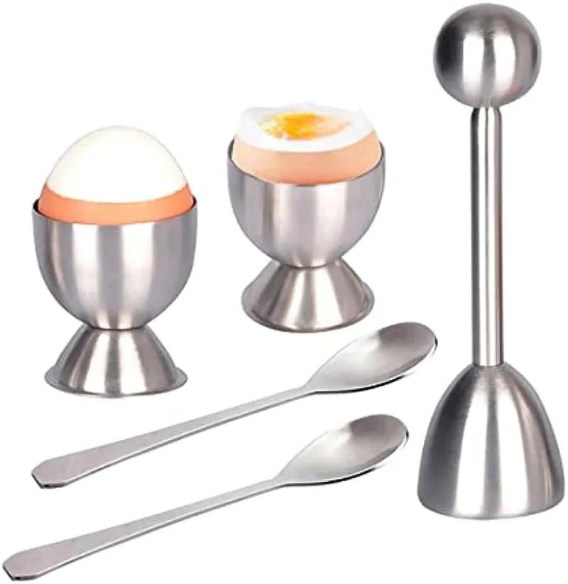 

Egg Cracker Topper Set for Hard Boiled Eggs Separator Holder Include 1 Egg Cutter Shell Remover 2 Cups 2 Spoons and 1 Separator