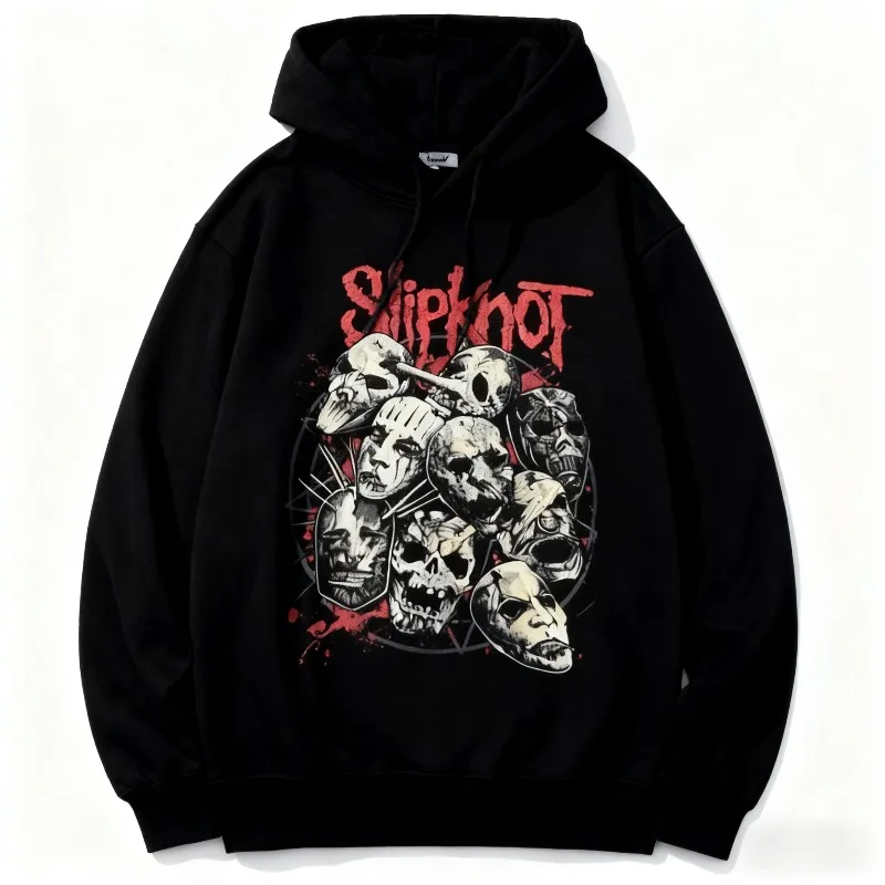 خمر Slipknots إعداد الجحيم جولة النساء هوديي أسود المعادن الثقيلة روك باند الرجال النساء الهيب هوب الجمالية الجرافيك التي شيرت Y2k القمم