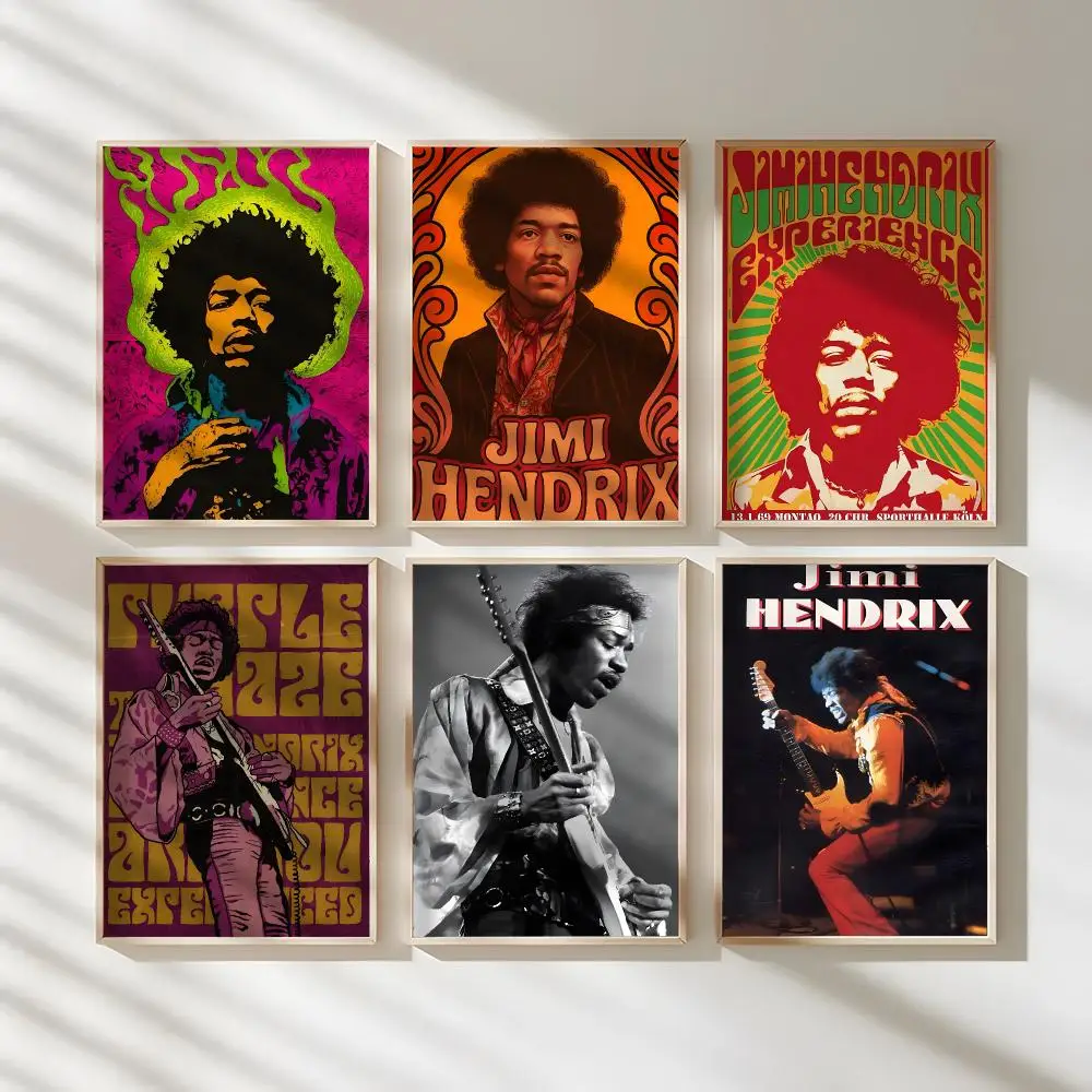 J-Jimi Hendrix Kraft Papper Poster Waterproof Canvas Art Wrinkle Free Wall Hanging For Home Living Room Bedroom Decor