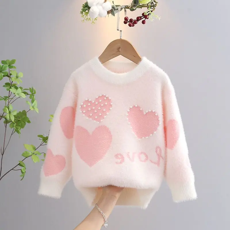 3-11 Years Girls\' Sweater Autumn And Winter New Fashion Warm Children\'s Sweater Cute Baby Jumper Kids Knitted Base Shirt