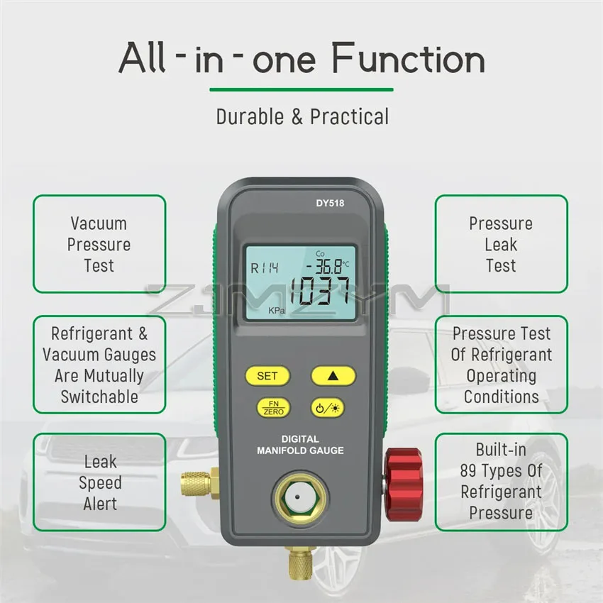 Refrigerant vacuum gauge Pressure Temperature Electronic Manometer Gauge Tester Digital Manifold Gauge for Car Air Conditioner