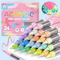 Rotuladores de pintura acrílica, juego de la serie Macaron, punta de pincel suave a base de agua, para madera, lienzo, pintura de roca, vidrio, manualidades Diy, pintura de tela