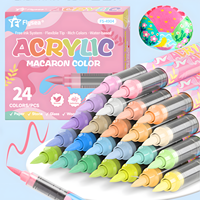 Acrylic Paint Markers,Macaron Series Set,Soft Brush Tip Water Based,for Wood,Canvas,Rock Painting,Glass, Diy Crafts,Fabric Paint