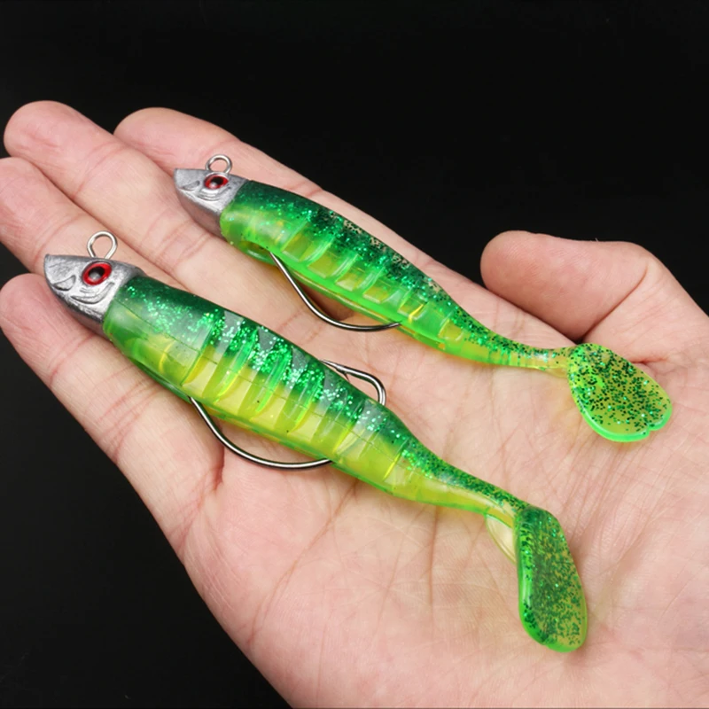 1PC Soft lure Soft Bait Fishing Lures 10cm 15g 13cm 26g DIY Lead Head Jig Fish T Tail Sea Bass Lure Fishing Tackle Fishing Happy