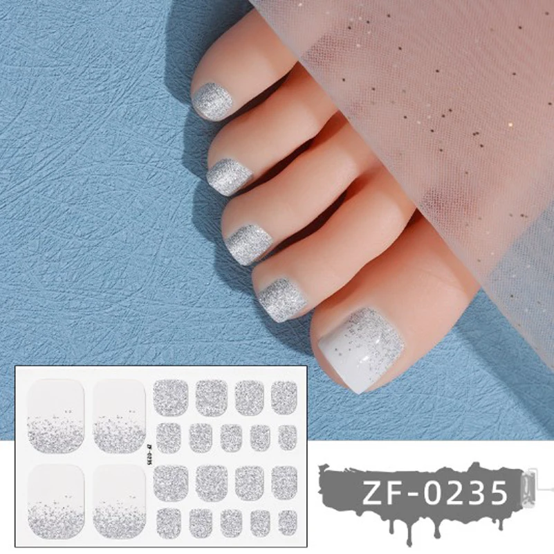 New Nail Polish Film Toenail Stickers Solid Color Glitter Toe Nail Art Sticker DIY Waterproof Adhesive Nail Wraps Decals Decors