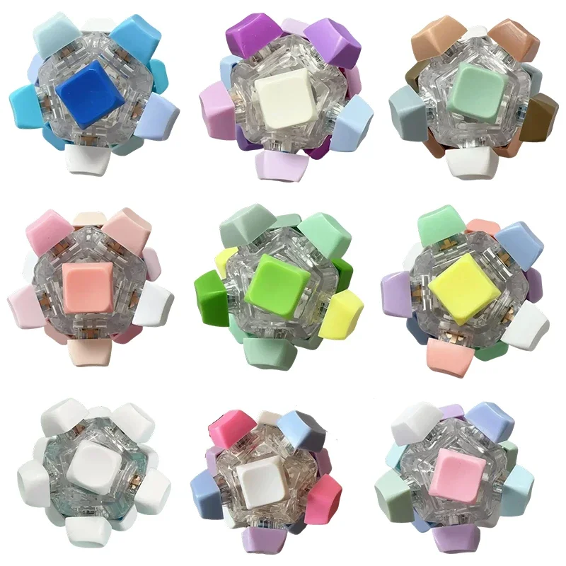 Colorful 12 Sides Keyboard Clicker Decompression Toys Button Keycap Stress Relief Sensory Toys Keyboard Fidget Toys for Adults