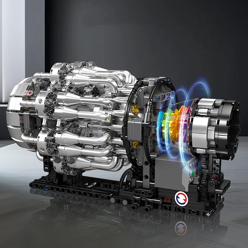 محرك كهربائي توربوجيت للسيارة الخارقة من مولد كينج |   لعبة محرك قابلة للبناء |   اللبنات MOC للبالغين |   1214 قطعة