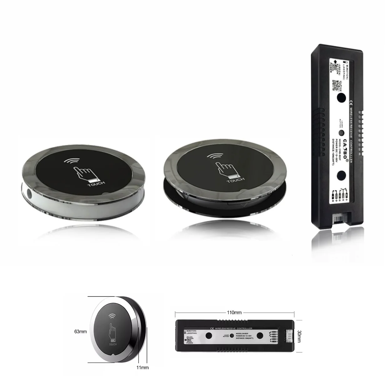 

2.4G Wireless Metal Touch Switch Circular Automatic Door Touch Controller Surface or Concealed Mounting Optional