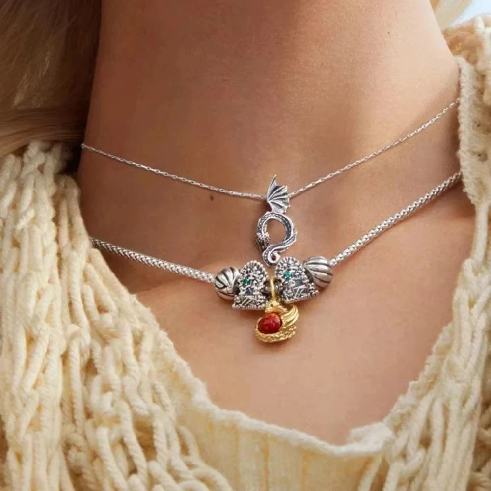 2023 baru dalam Game of Thrones seri anting cincin manik-manik kalung cocok Charm Pandora Gelang 925 perak liontin wanita hadiah perhiasan