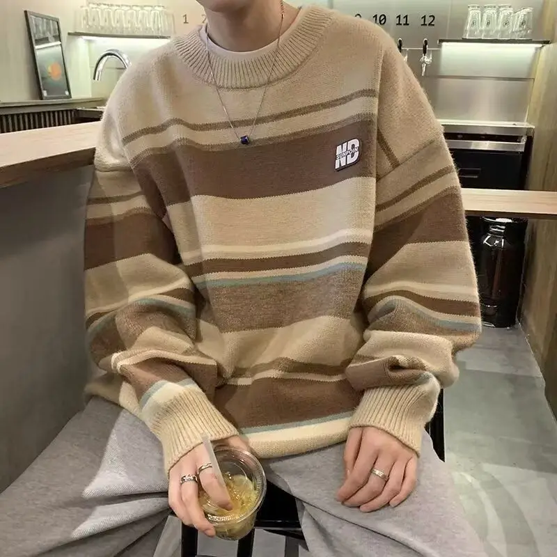 슬림핏 라운드넥 니트웨어 남성 패션 베이스 셔츠 가을 겨울 신상 우아한 스타일 캐주얼 긴팔 스웨터