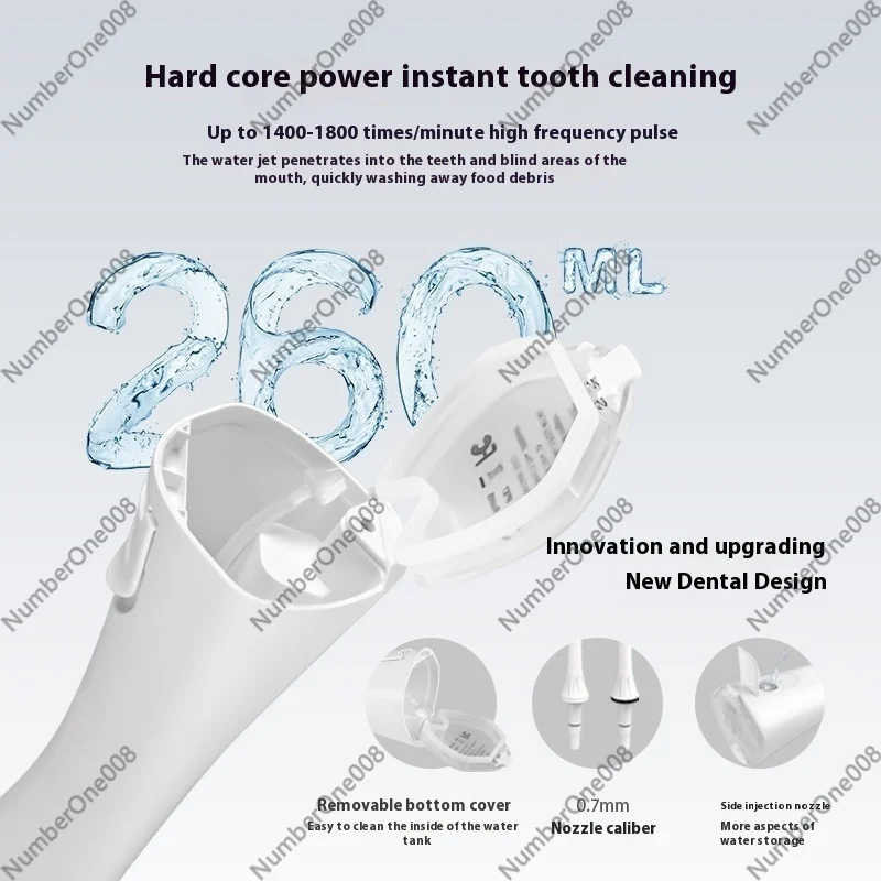 Portable Electric Water Flosser Cordless Oral Irrigator USB Rechargeable Teeth Cleaner for Home Travel