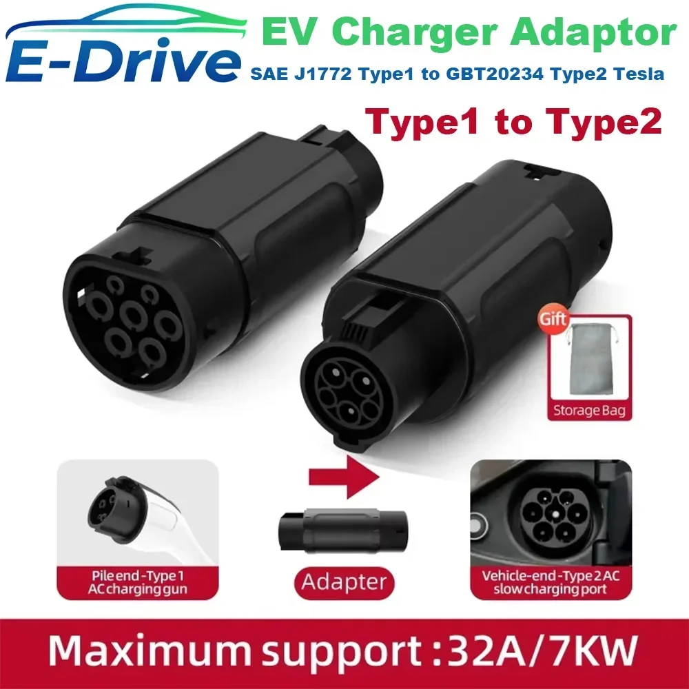 

ROMADA 32A 7KW EV Charger Adaptor SAE J1772 Type1 to GBT20234 Type2 Tesla NACS Electric Vehicle Connector for Charging