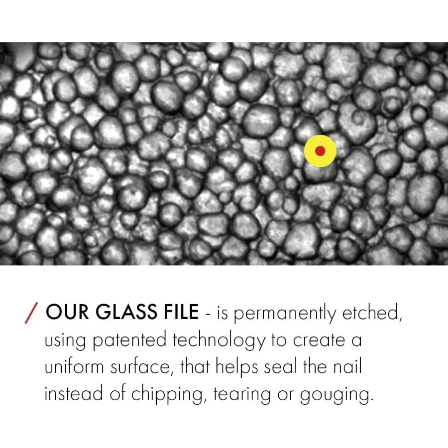 Gray Glass Moonfile in Suede Case Ethically Made in Czech Republic for Easy Guided Nail Filing Perfect for AtHome Spa Treatment