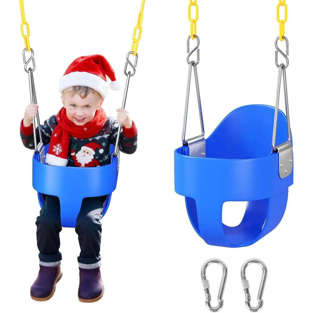 

Toddler Swing Seat, Outdoor Baby Swing with Coated Chains, Heavy Duty High Back ull Bucket Swing Chair with Ant-Loosening Carabi